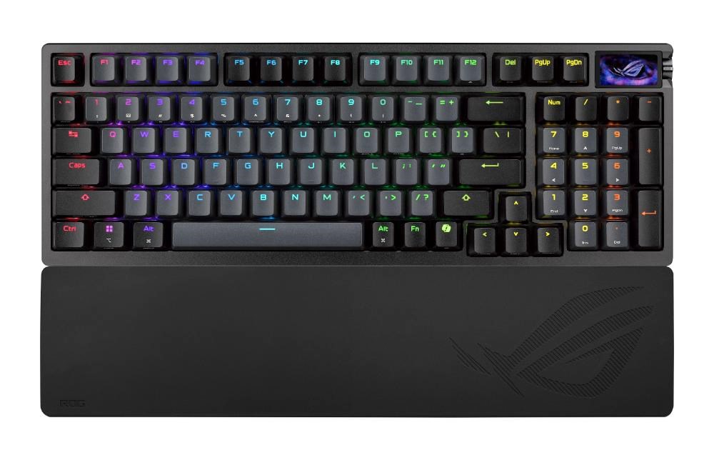 ASUS klávesnice ROG Azoth 96 HE, Mechanická, Bezdrátová, BT, RF 2.4GHz, US, černá