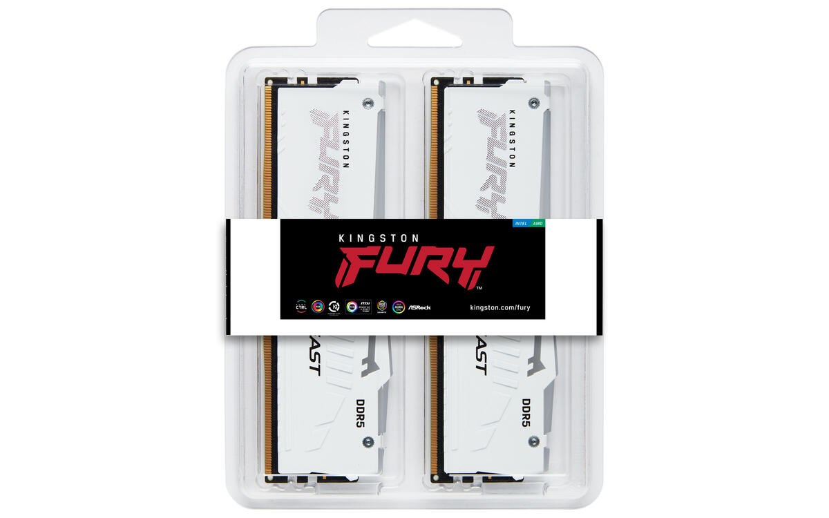 KINGSTON DIMM DDR5 32GB (Kit of 2) 6800MT/s CL34 Non-ECC FURY Beast RGB EXPO, Bílá