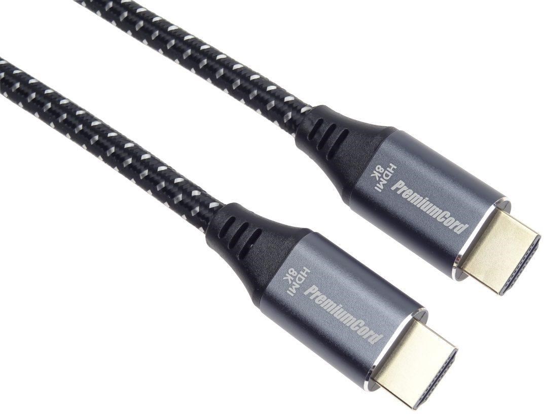 PREMIUMCORD Kabel HDMI 2.1 High Speed + Ethernet kabel 8K@60Hz, zlacené konektory, 1m