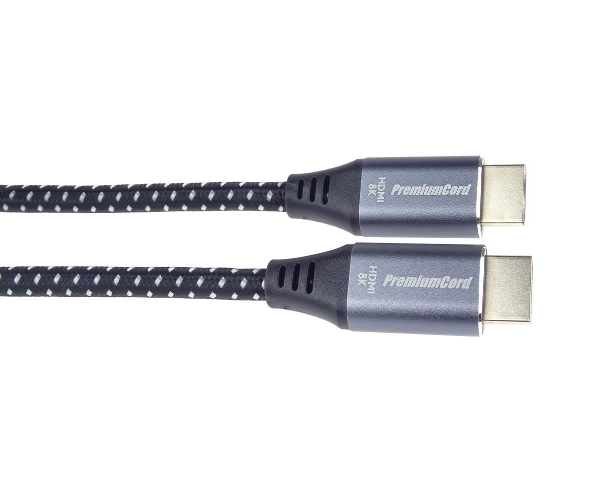 PREMIUMCORD Kabel HDMI 2.1 High Speed + Ethernet kabel 8K@60Hz, zlacené konektory, 1m