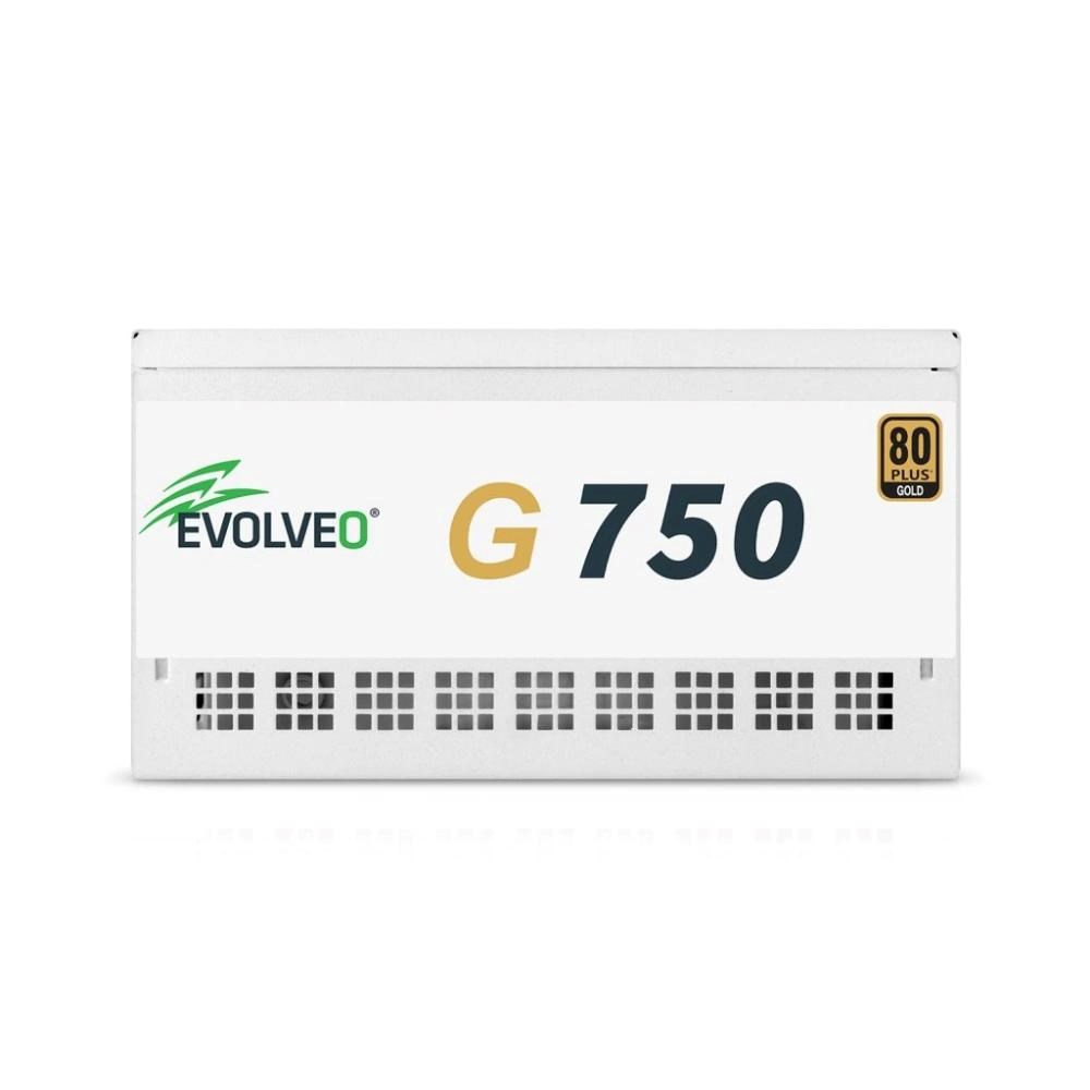 EVOLVEO G750 zdroj 750W, 80+ GOLD, ATX 3.1, aPFC, 140 mm ventilátor, záruka 3 roky, bílý