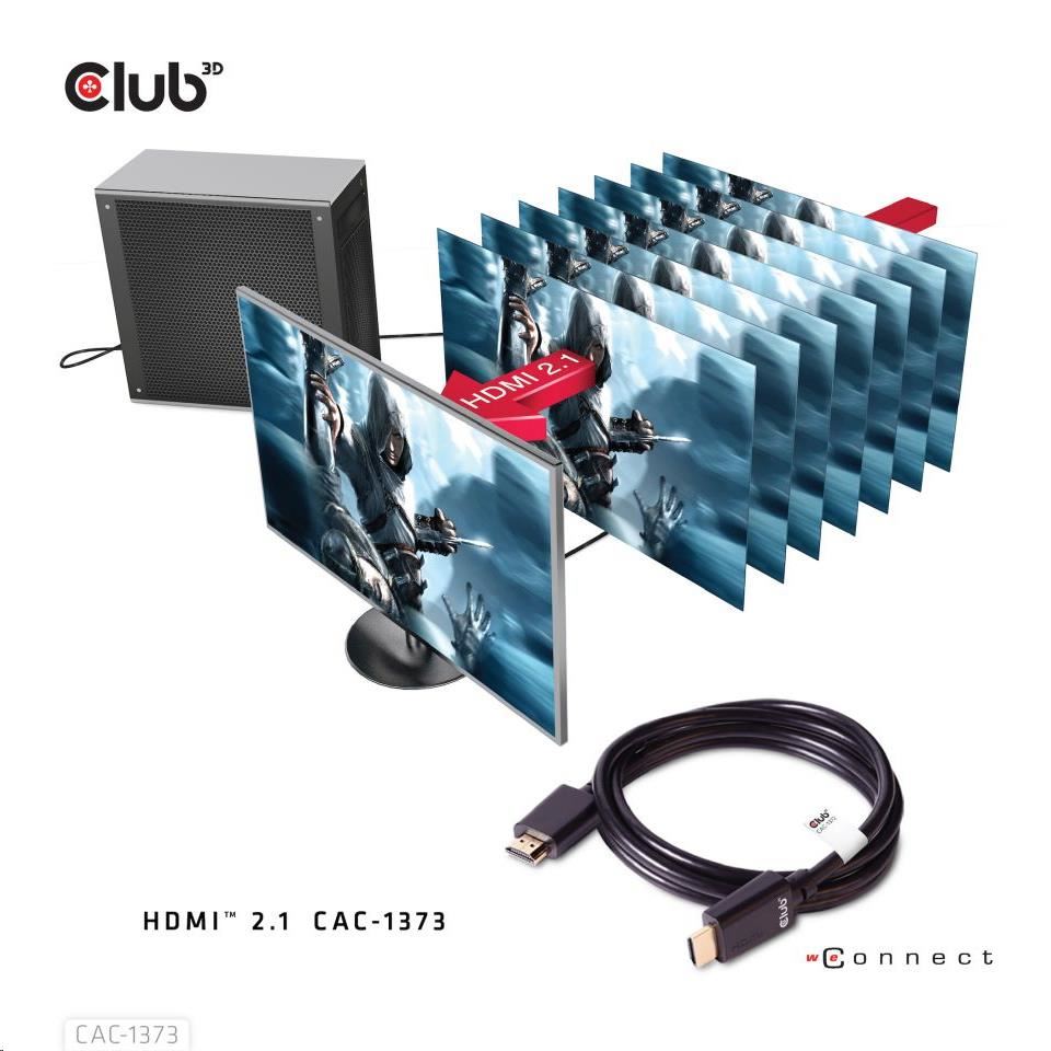 Club3D Kabel Ultra Rychlý HDMI™ Certifikovaný, 4K 120Hz, 8K60Hz, 48Gbps M/M, 3m, 28 AWG