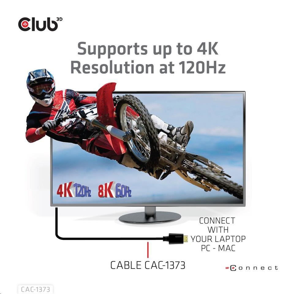 Club3D Kabel Ultra Rychlý HDMI™ Certifikovaný, 4K 120Hz, 8K60Hz, 48Gbps M/M, 3m, 28 AWG