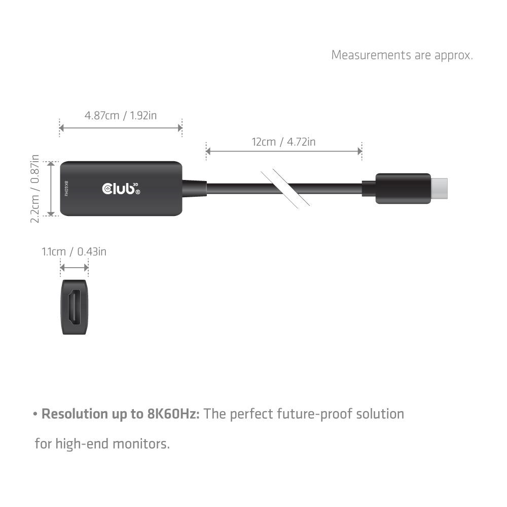 Club3D Adaptér USB-C na HDMI 2.1, 8K60Hz