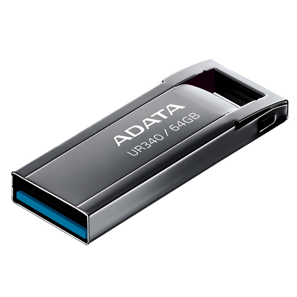 ADATA Flash Disk 64GB UR340, USB 3.2 Dash Drive, kov lesklá černá