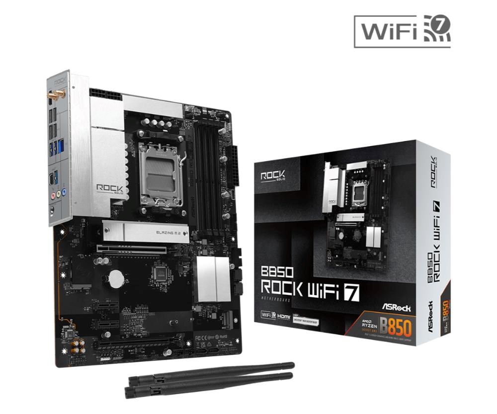 ASRock MB Sc AM5 B850 Rock WiFi 7,  AMD B850, 4xDDR5, 1xHDMI, WiFi, mATX