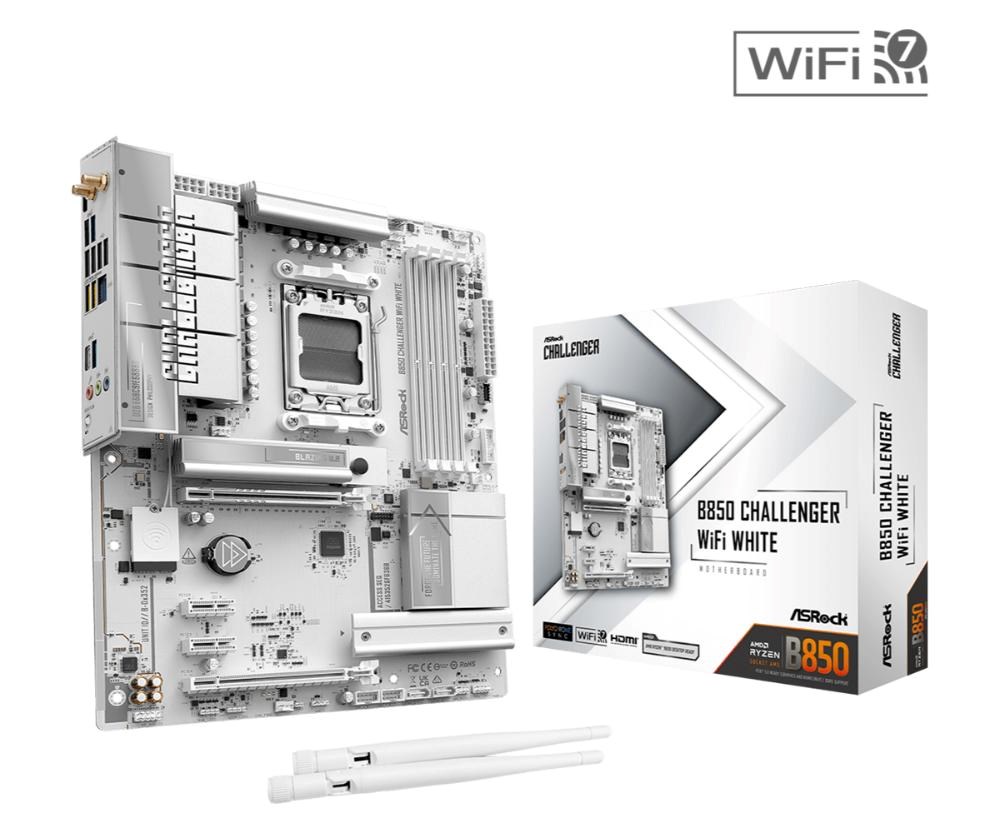 ASRock MB Sc AM5 B850M Challenger WiFi WHITE, AMD B850, 4xDDR5, 1xHDMI, WiFi, mATX