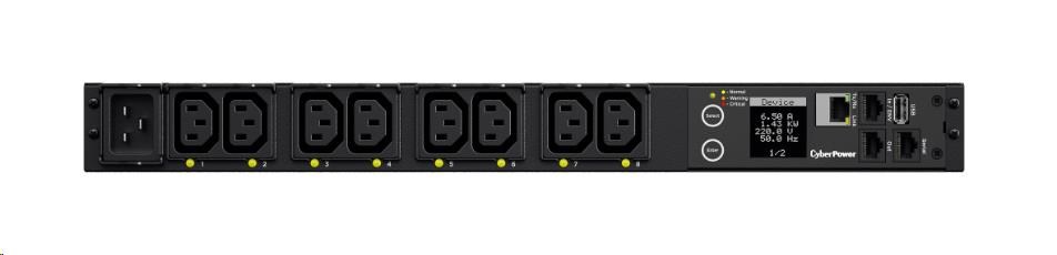 CyberPower Rack PDU, Switched, 1U, 16A, (8)C13, IEC-320 C20