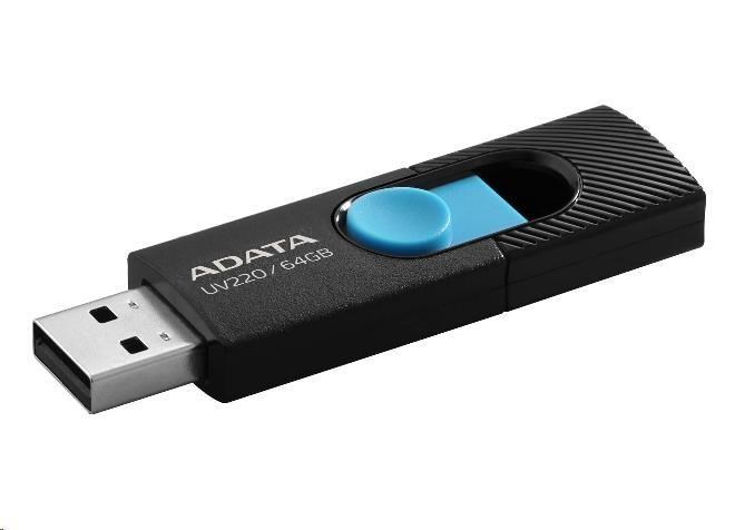 ADATA Flash Disk 64GB UV220, USB 2.0 Dash Drive, černá/modrá