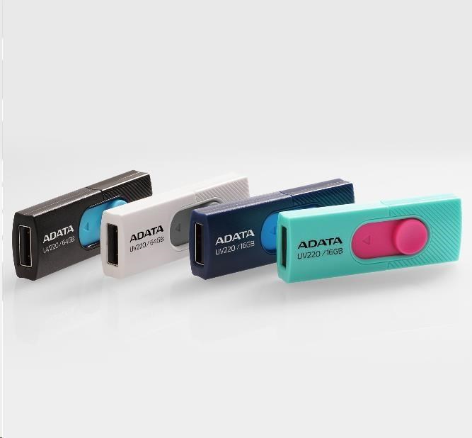ADATA Flash Disk 64GB UV220, USB 2.0 Dash Drive, bílá/šedá