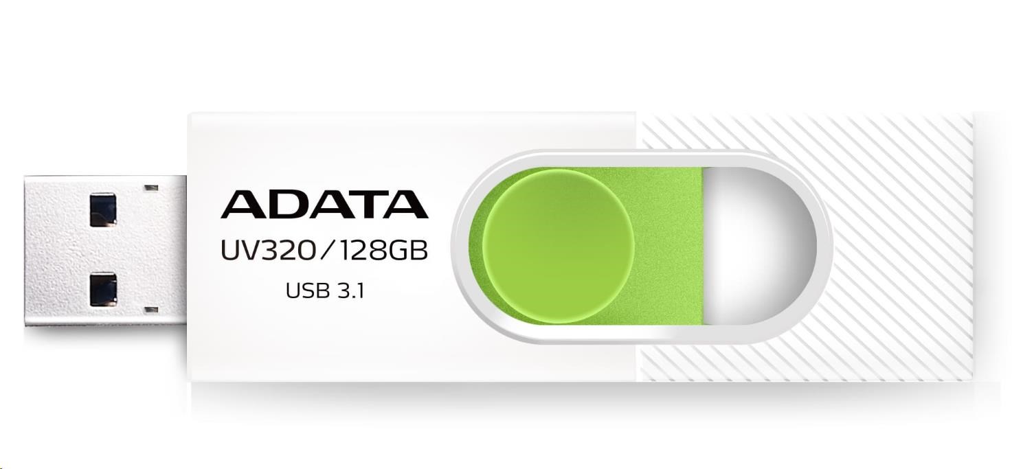 ADATA Flash Disk 64GB UV320, USB 3.1 Dash Drive, bílá/zelená