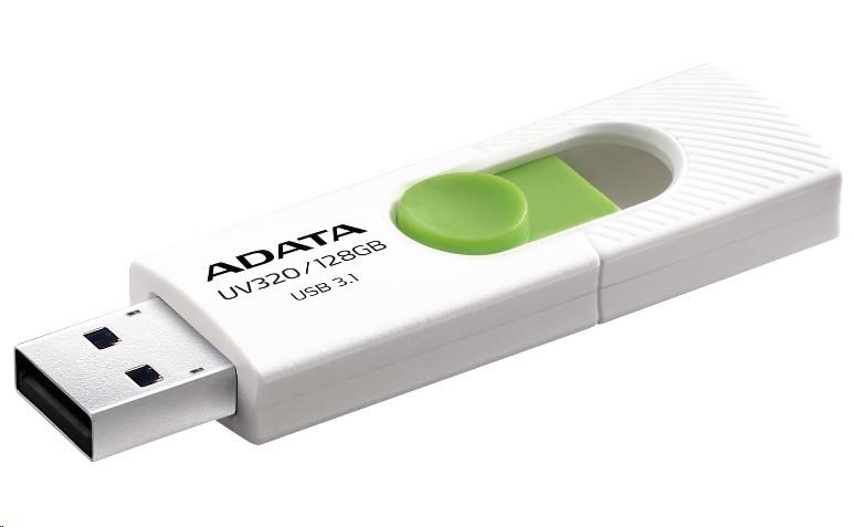 ADATA Flash Disk 64GB UV320, USB 3.1 Dash Drive, bílá/zelená