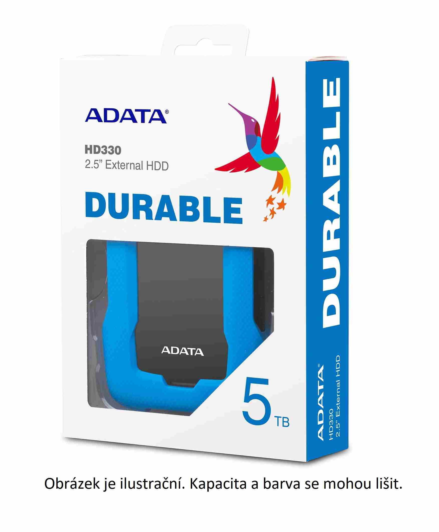 ADATA Externí HDD 1TB USB 3.1 HD330, BLACK COLOR BOX, černý (gumový, nárazu odolný)