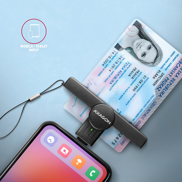 AXAGON CRE-SMPC, USB-C PocketReader čtečka kontaktních karet Smart card (eObčanka)