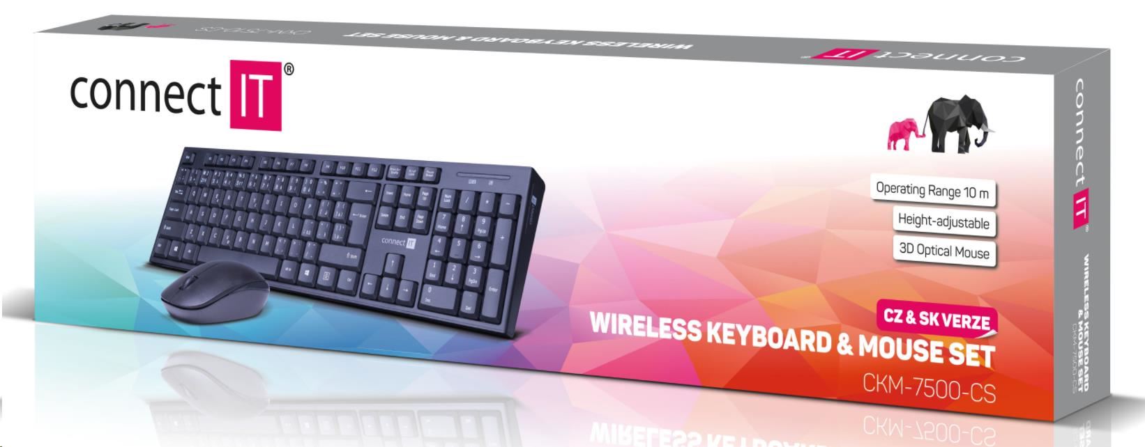 CONNECT IT Combo bezdrátová černá klávesnice + myš, CZ + SK layout