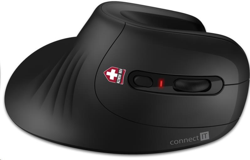 CONNECT IT FOR HEALTH ergonomická vertikální myš (+ 1x AA baterie zdarma) bezdrátová, černá