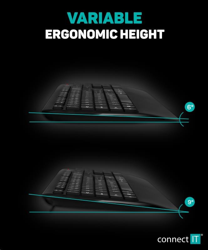 CONNECT IT Combo bezdrátová černá klávesnice + myš, CZ + SK layout