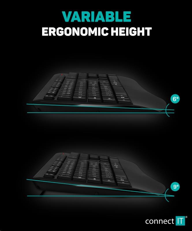 CONNECT IT Combo bezdrátová černá klávesnice + myš, CZ + SK layout
