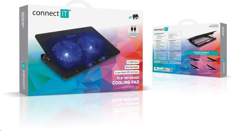 CONNECT IT chladící podložka pod notebook FrostBreeze, černá