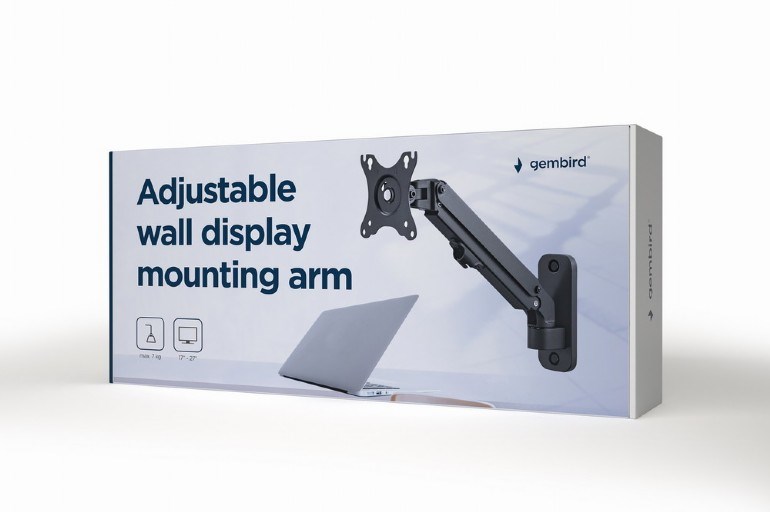GEMBIRD Držák monitoru na stěnu MA-WA1-01, naklápěcí, až do 27” a 7kg, černý