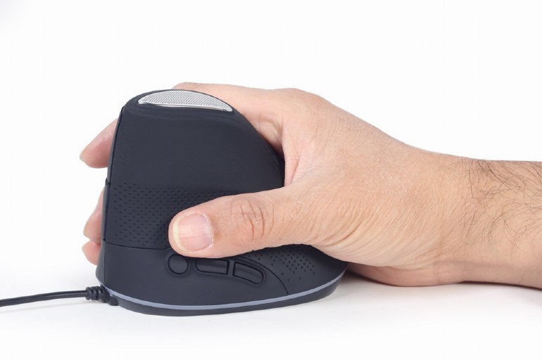 GEMBIRD myš MUS-ERGO-03, Vertikální - Ergonomická, drátová USB, podsvícená, šedá
