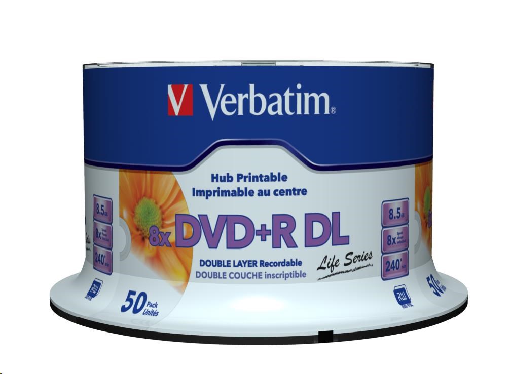 VERBATIM DVD+R Double Layer 8.5GB 8X 50 Pack Spindle