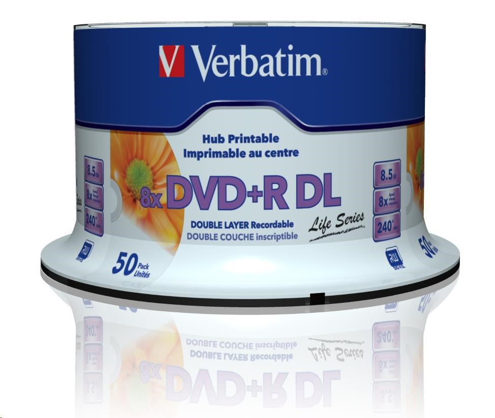 VERBATIM DVD+R Double Layer 8.5GB 8X 50 Pack Spindle