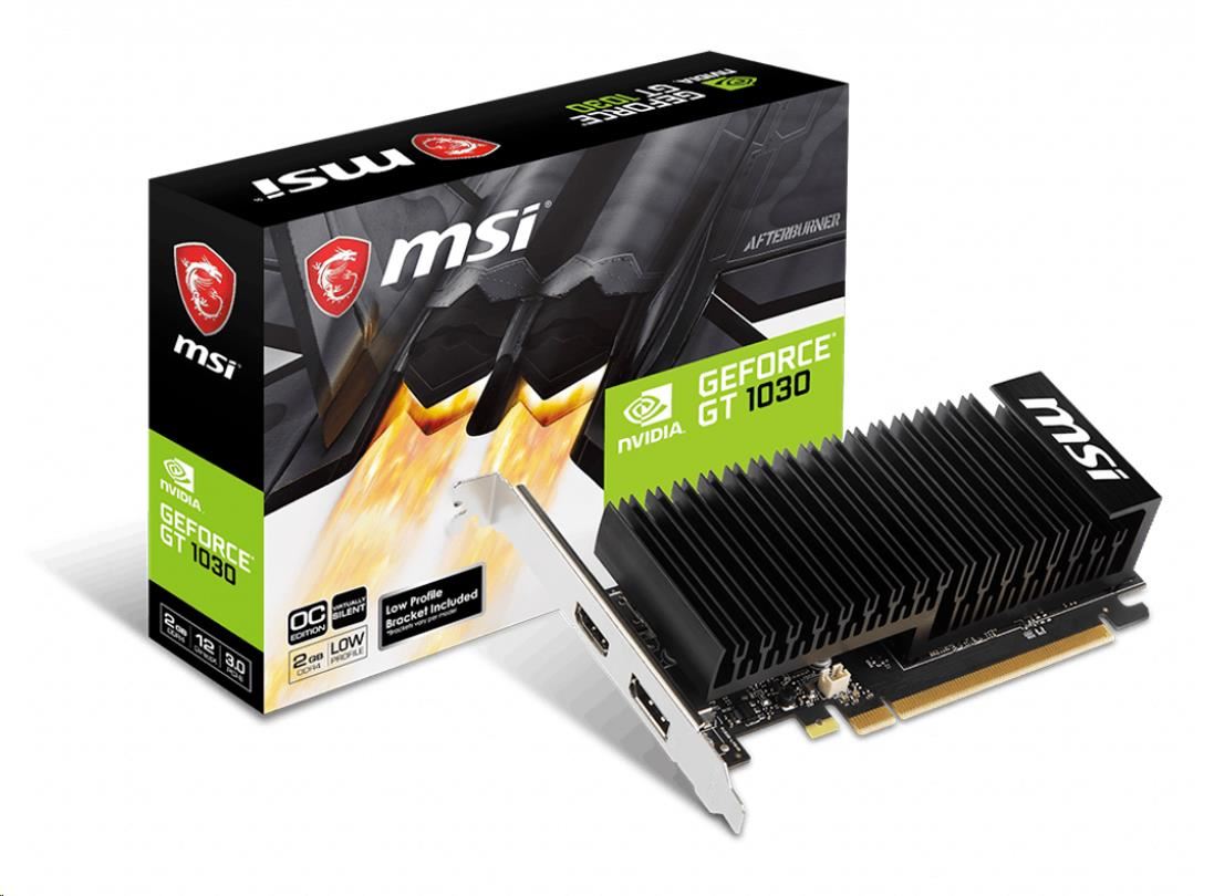 MSI VGA NVIDIA GeForce GT 1030 2GHD4 LP OC, GT 1030, 2GB DDR4, 1xDP, 1xHDMI
