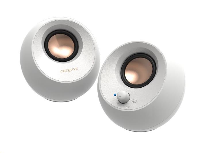 Creative PEBBLE V3, stolní 2.0 reproduktory s USB-C a Bluetooth 5.0 - bílé