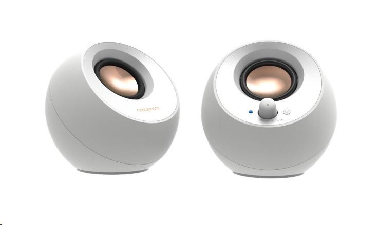 Creative PEBBLE V3, stolní 2.0 reproduktory s USB-C a Bluetooth 5.0 - bílé