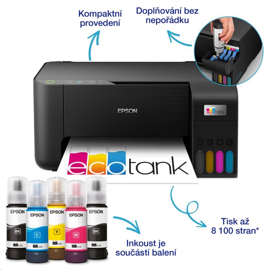 EPSON tiskárna ink EcoTank L3230, 5760x1440dpi, A4, 33ppm, USB, sken,Záruka 5 let po registraci zdarma