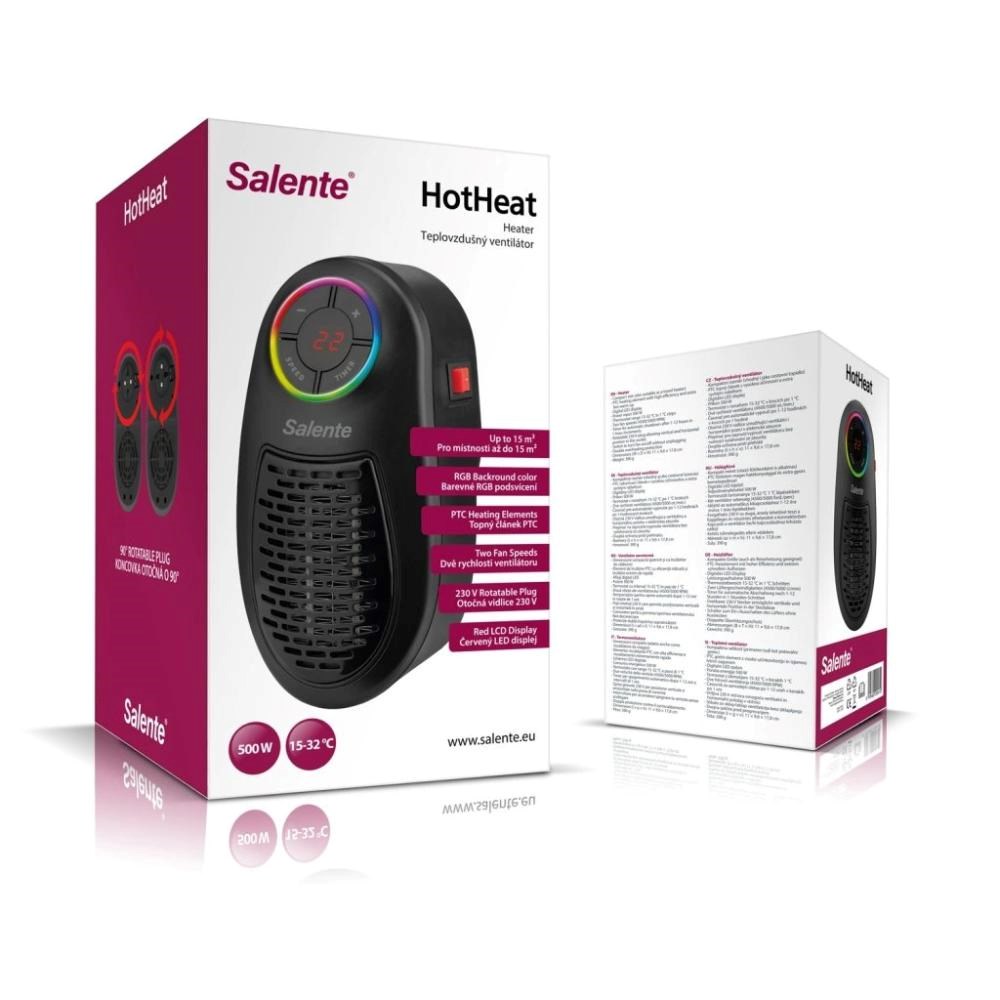 Salente HotHeat, teplovzdušný mini ventilátor, 500 W, černý