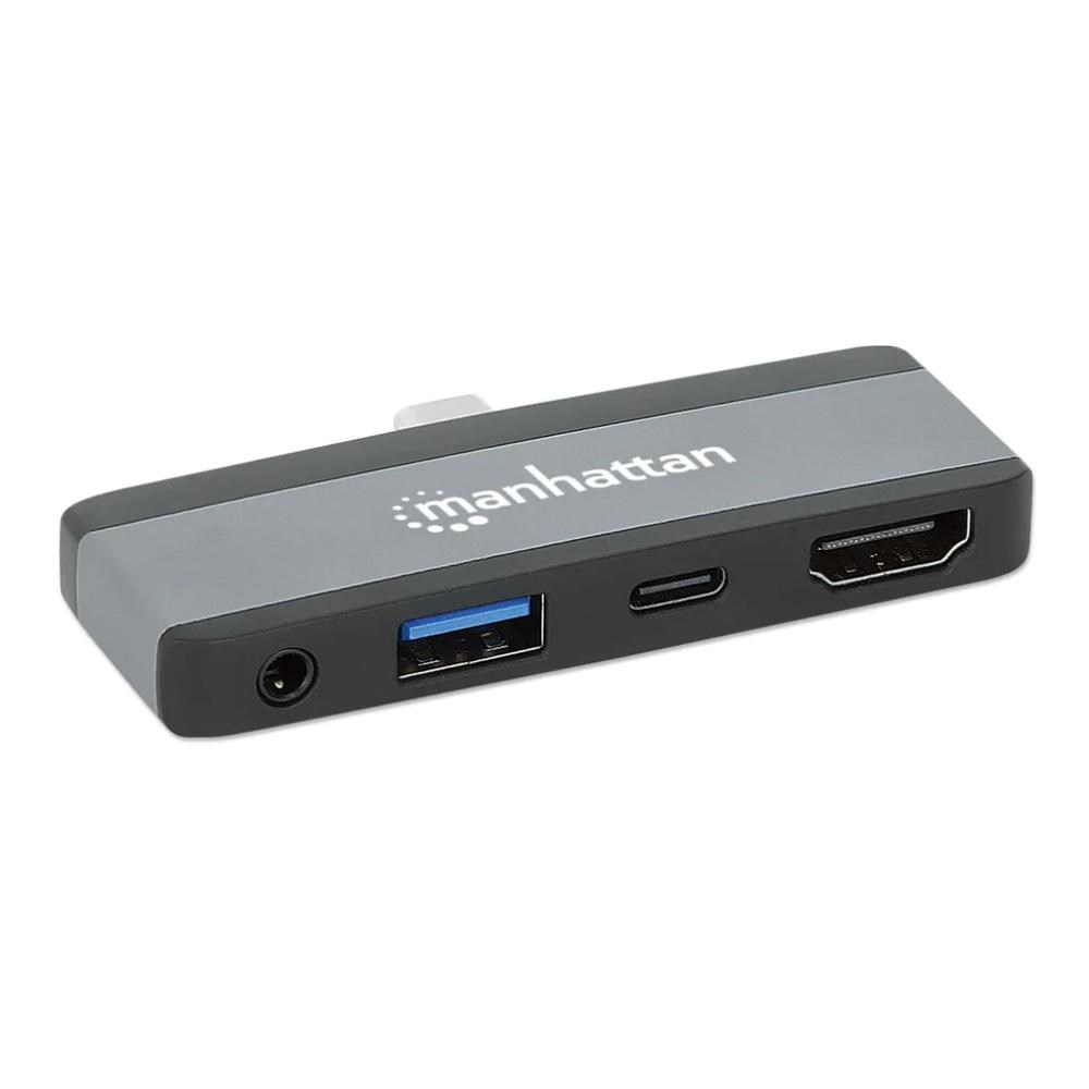 MANHATTAN Dokovací stanice USB-C 4v1, 1xHDMI, 1xUSB-C, 1xUSB, 1x3.5mm, šedá