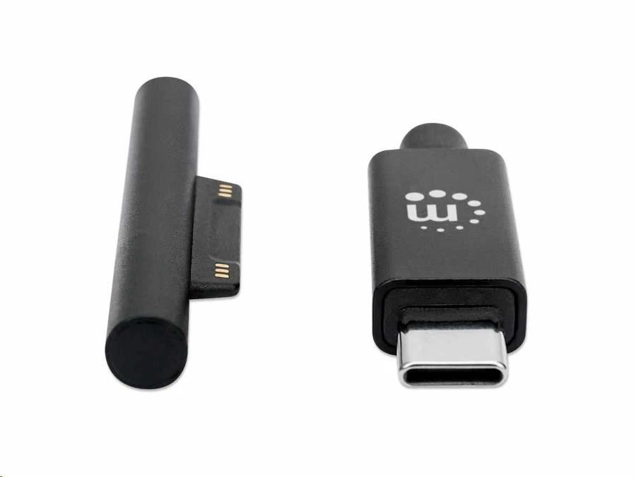 Manhattan nabíjecí kabel, Surface Connect to USB-C Charging Cable (M/M), 15 V / 3 A, 1.8m, černá