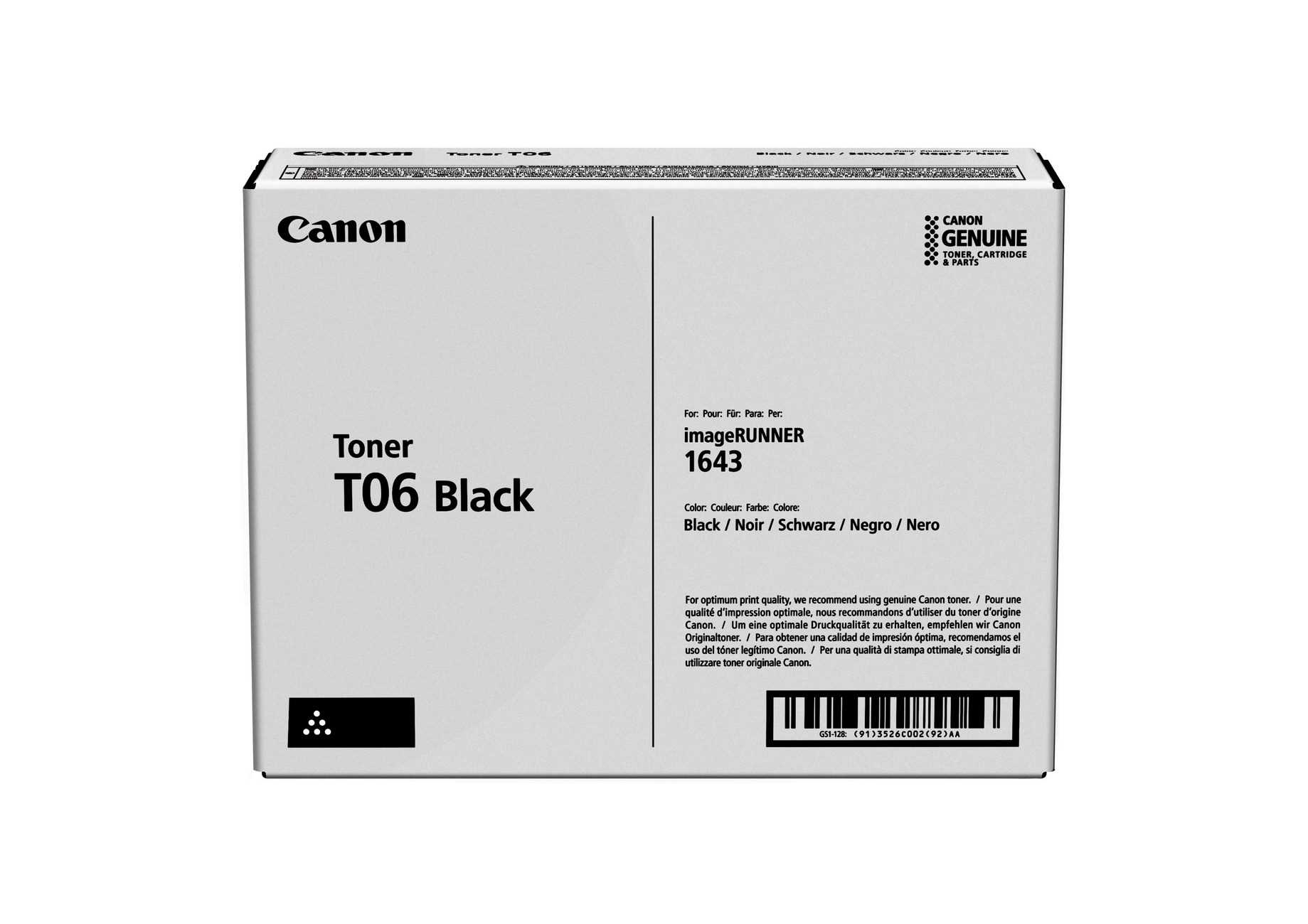 CANON toner T06 BK černý pro iR 1643 (20 500 str.)