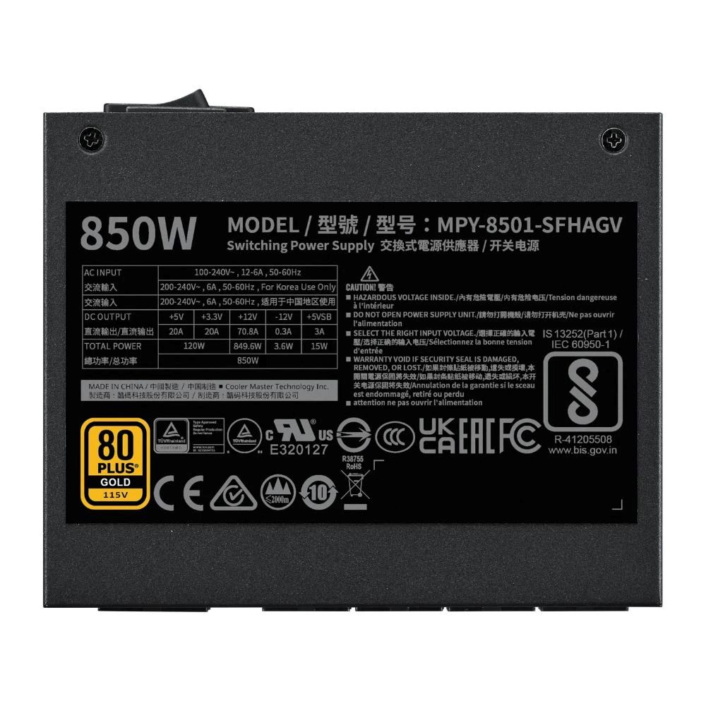 Cooler Master zdroj V850 SFX, 92mm, Plně modulární, 80+ Gold, ATX 3.1