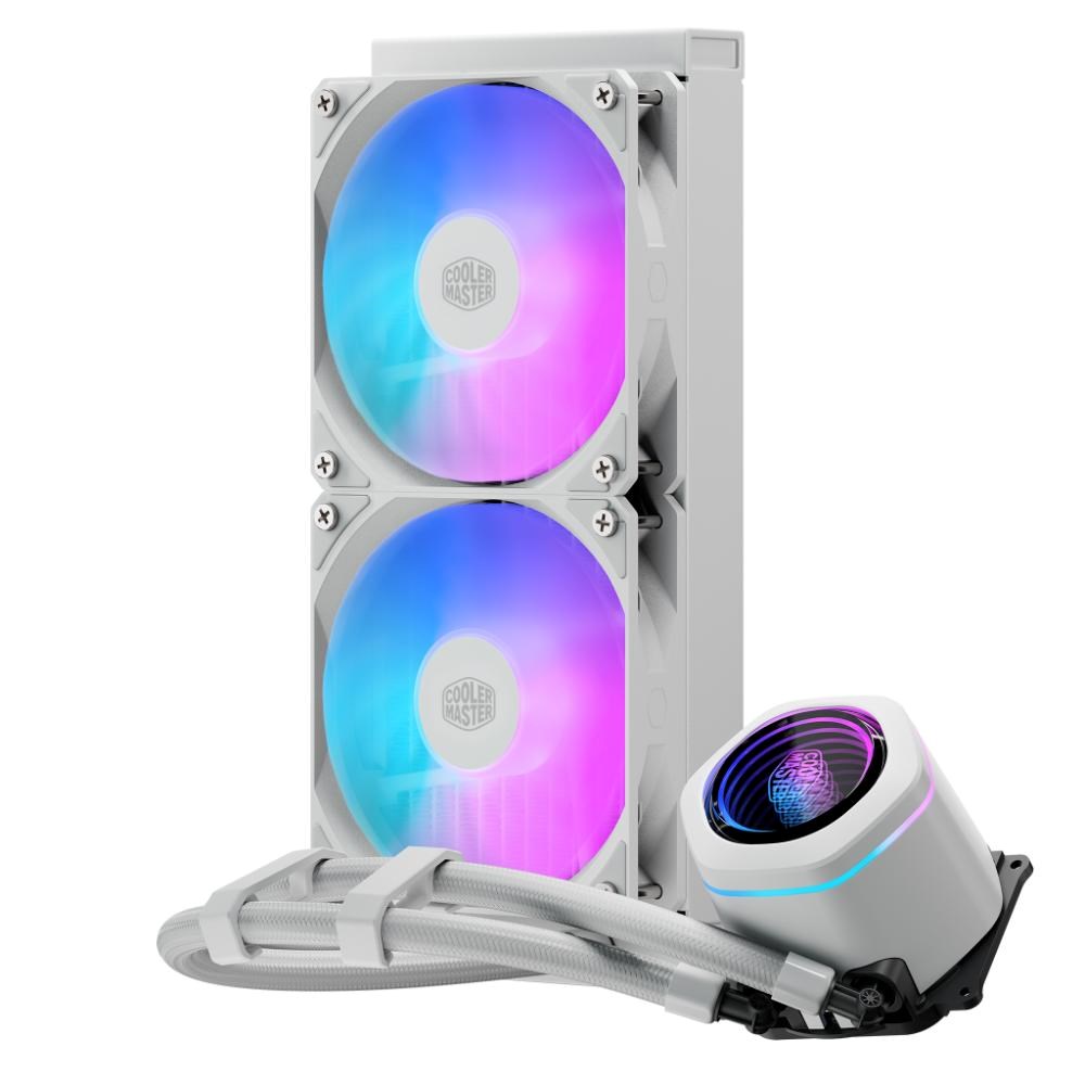 Cooler Master vodní chladič MasterLiquid Core Nex Digital 240 White ARGB, 2x 120mm, ARGB, LGA1851, AM5, Bílá