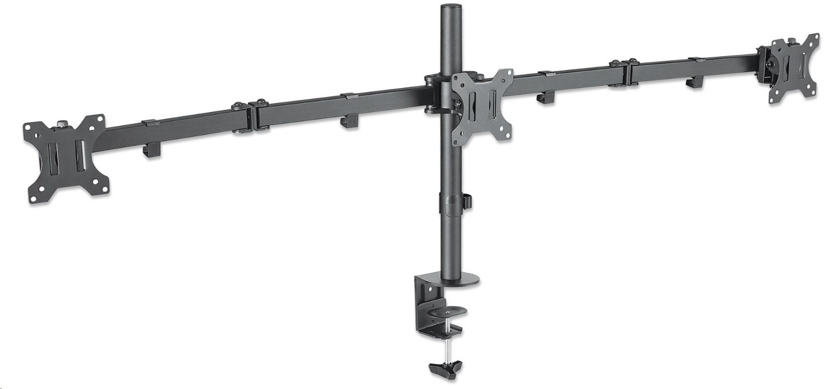 MANHATTAN Stolní držák pro 3 Monitory LCD, 13” až 27”