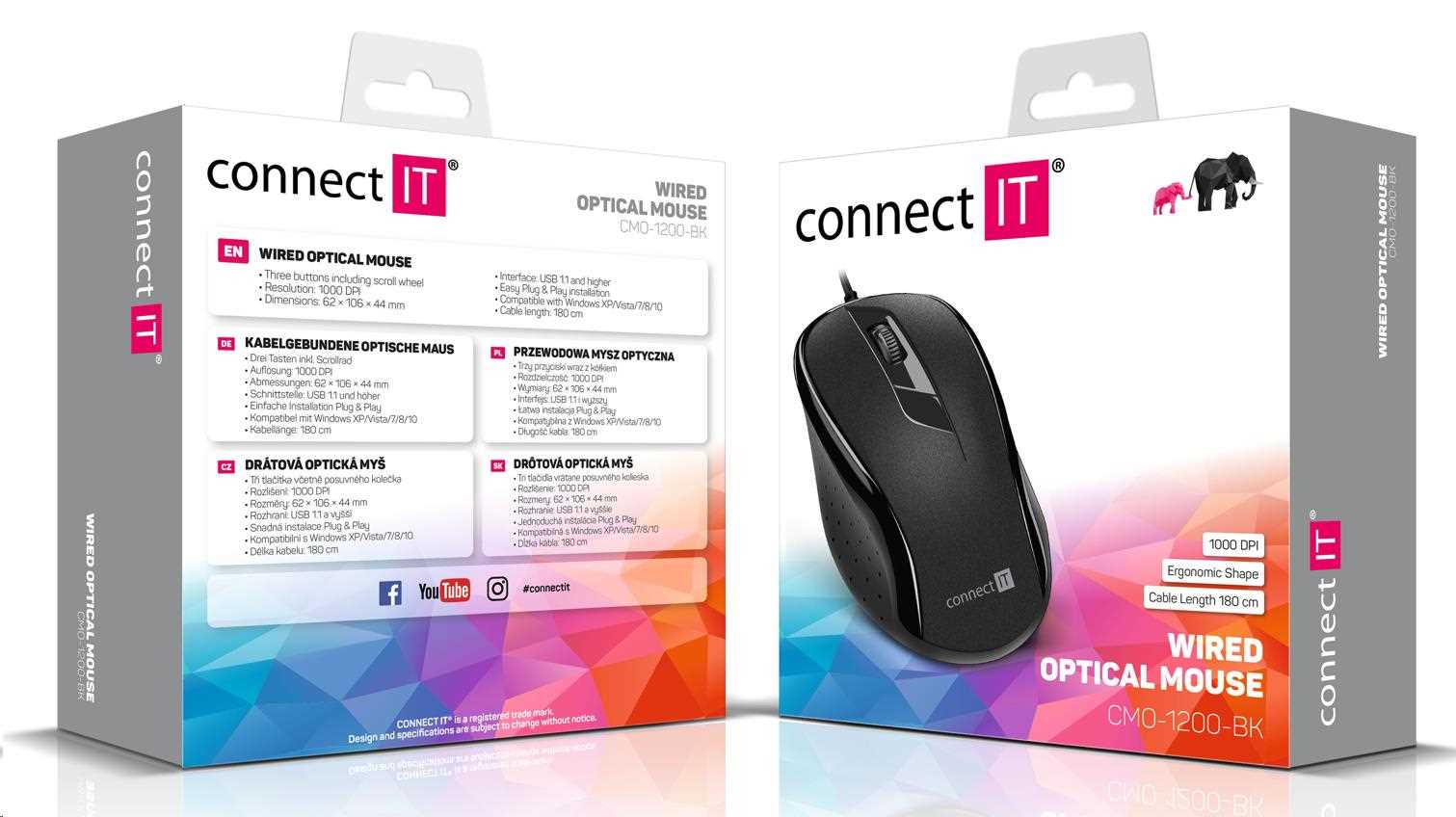 CONNECT IT Optická myš, USB, černá