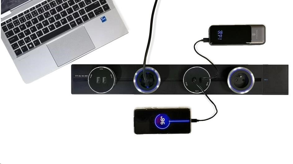 Viking zásuvková lišta LZ40 zápustná, šedá