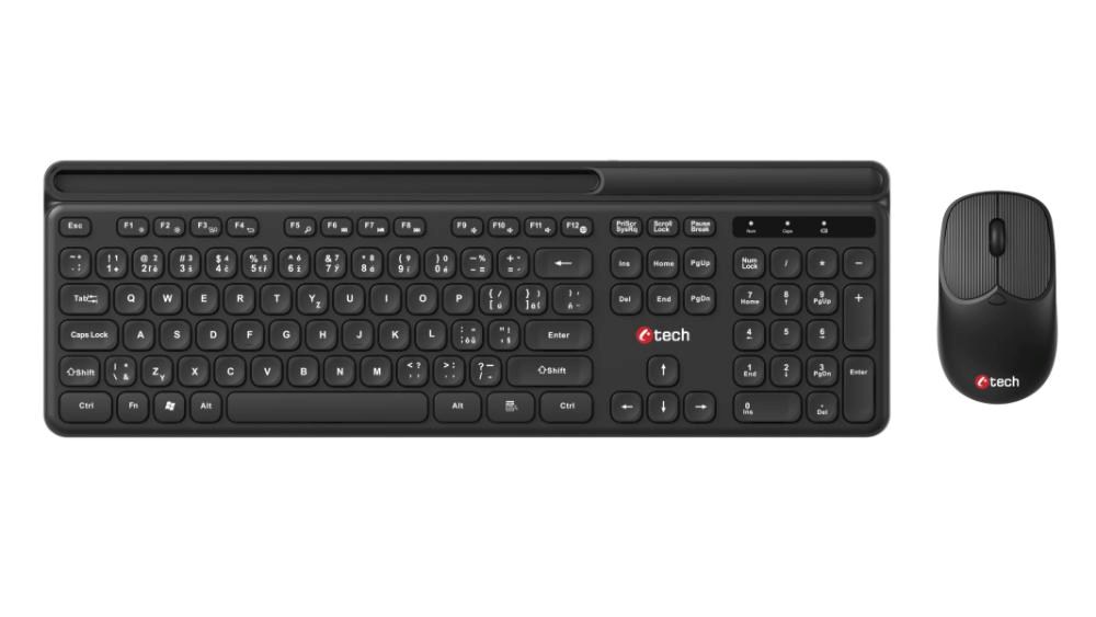 C-TECH klávesnice s myší WLKMC-05B, Bezdrátový set 2.4GHz, CZ, Černá