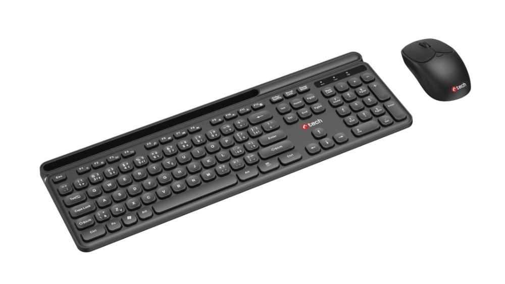 C-TECH klávesnice s myší WLKMC-05B, Bezdrátový set 2.4GHz, CZ, Černá