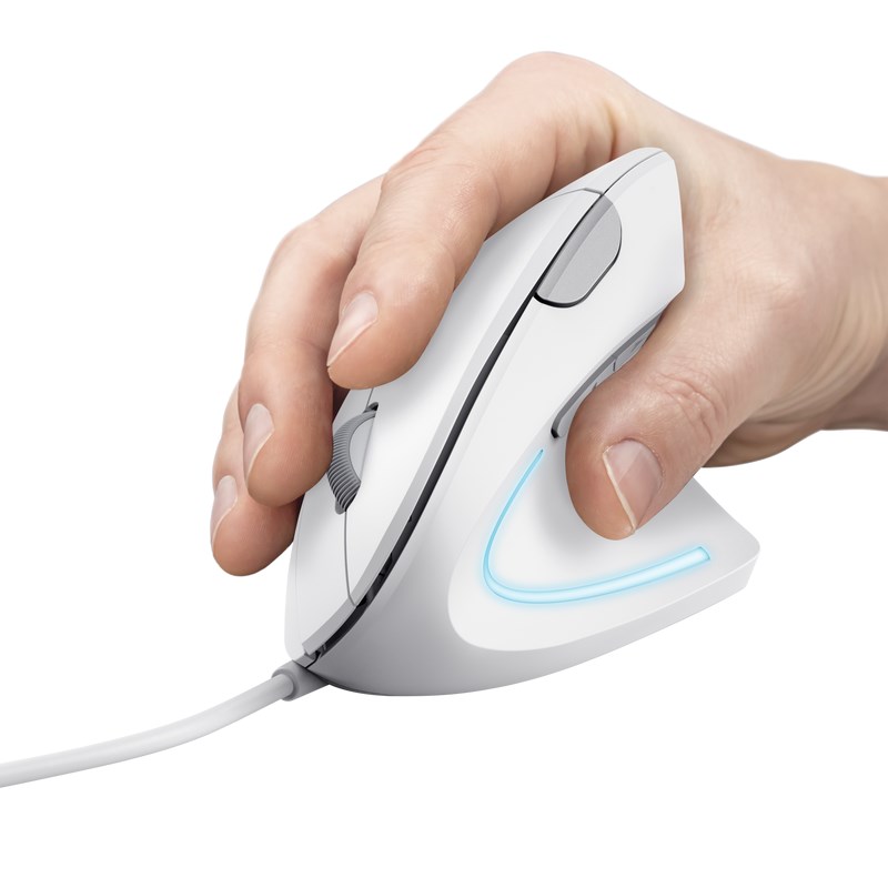TRUST vertikální myš Verto ergonomická myš, USB, bílá