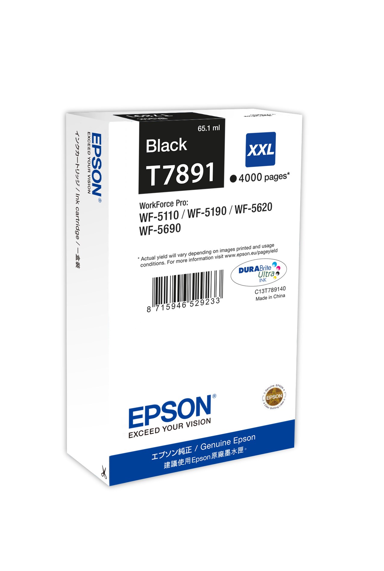 EPSON Ink čer WF-5xxx Series Ink Cartridge "Pisa" XXL Black (65,1 ml) (4.000 str.)