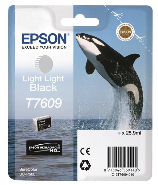 EPSON ink čer ULTRACHROME HD "Kosatka" - Light Light Black - T7609 (25,9 ml)