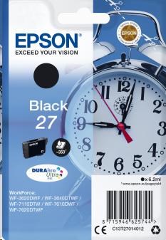 EPSON ink čer Singlepack "Budík" Black 27 DURABrite Ultra Ink