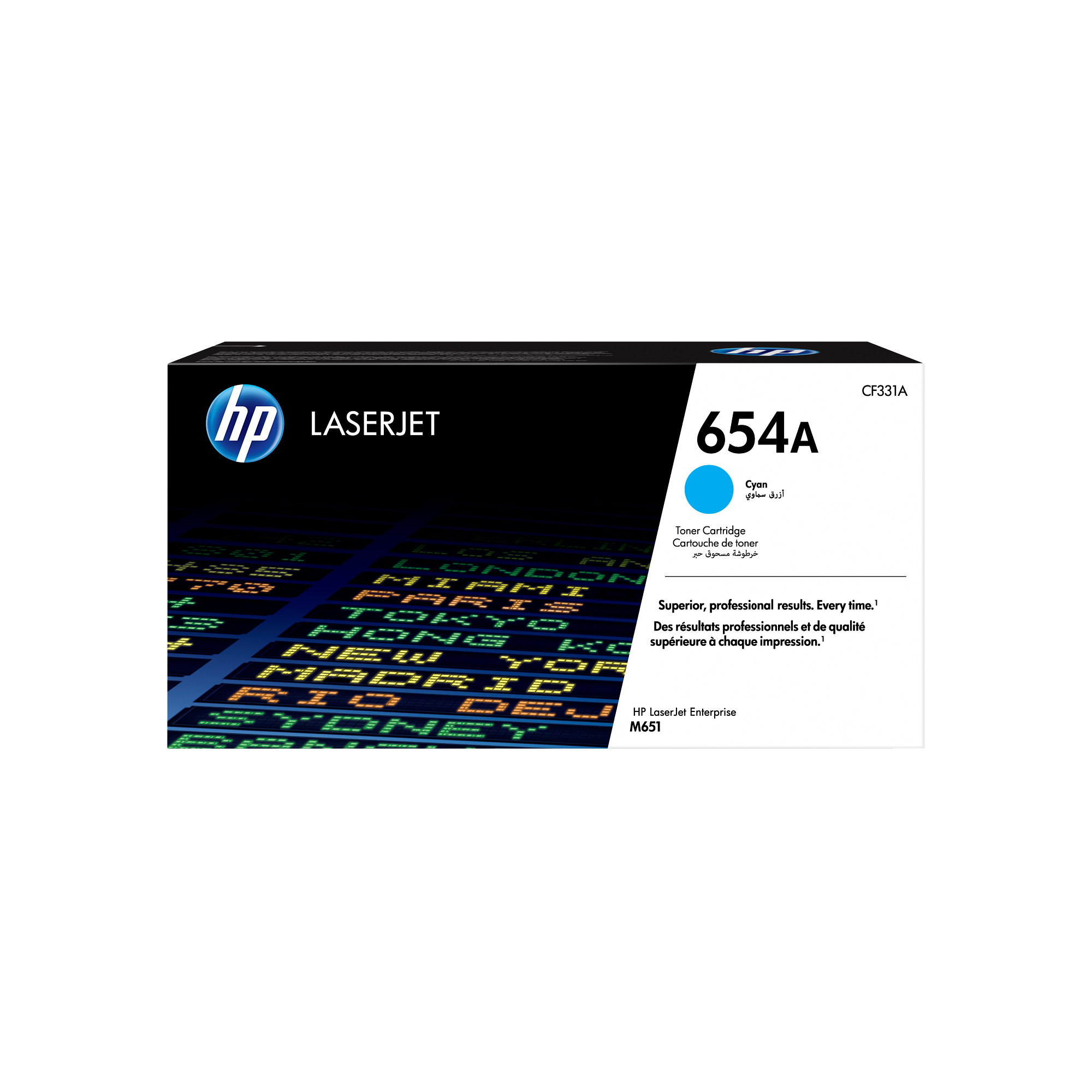 HP 654A Cyan LJ Toner Cart, CF331A (15,000 pages)