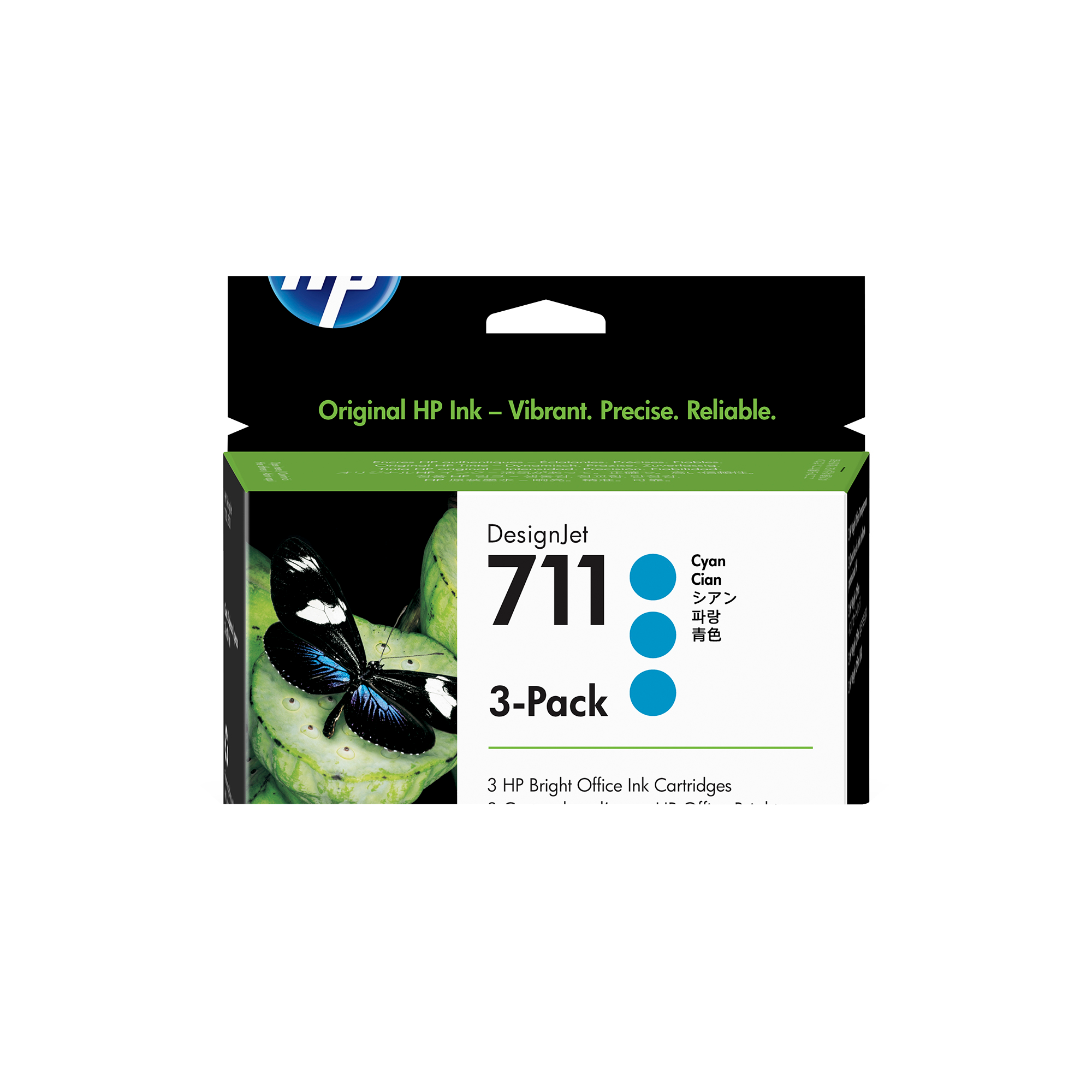 HP 711 Cyan DJ Ink Cart, 29 ml, 3-pack, CZ134A