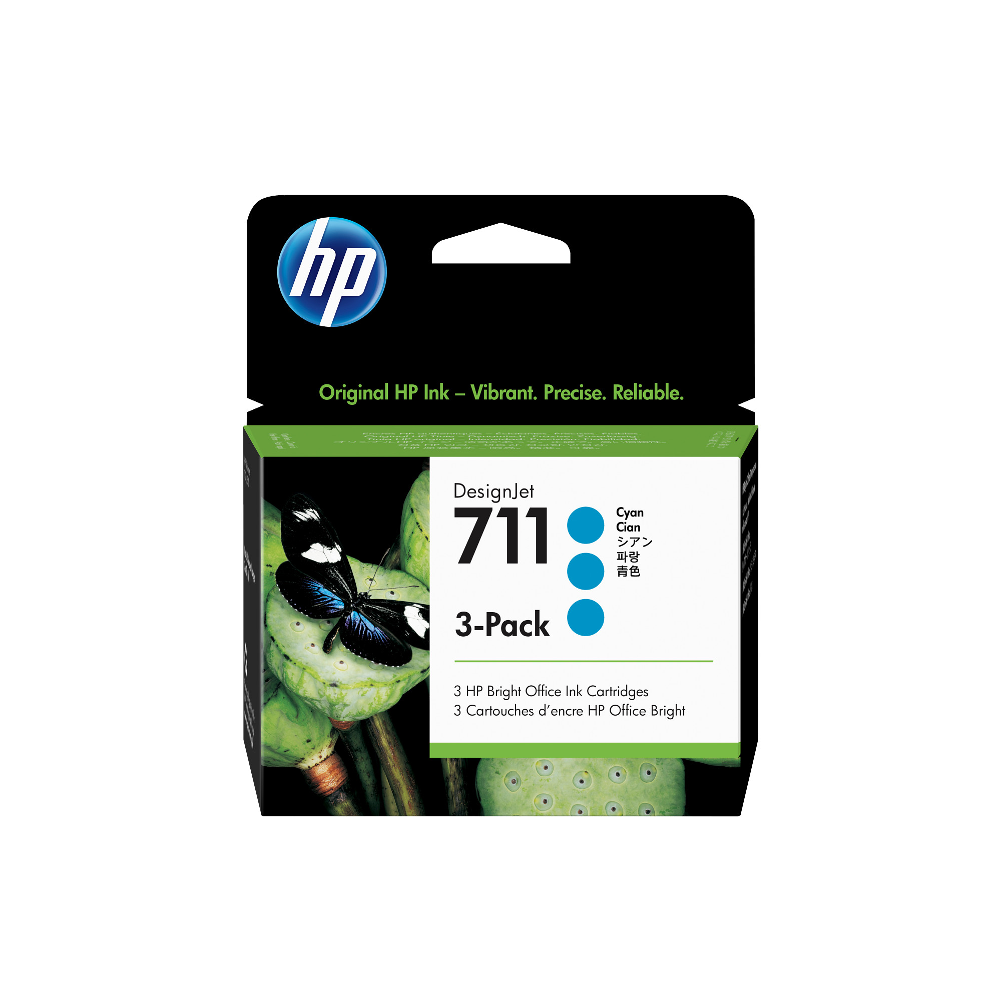 HP 711 Cyan DJ Ink Cart, 29 ml, 3-pack, CZ134A