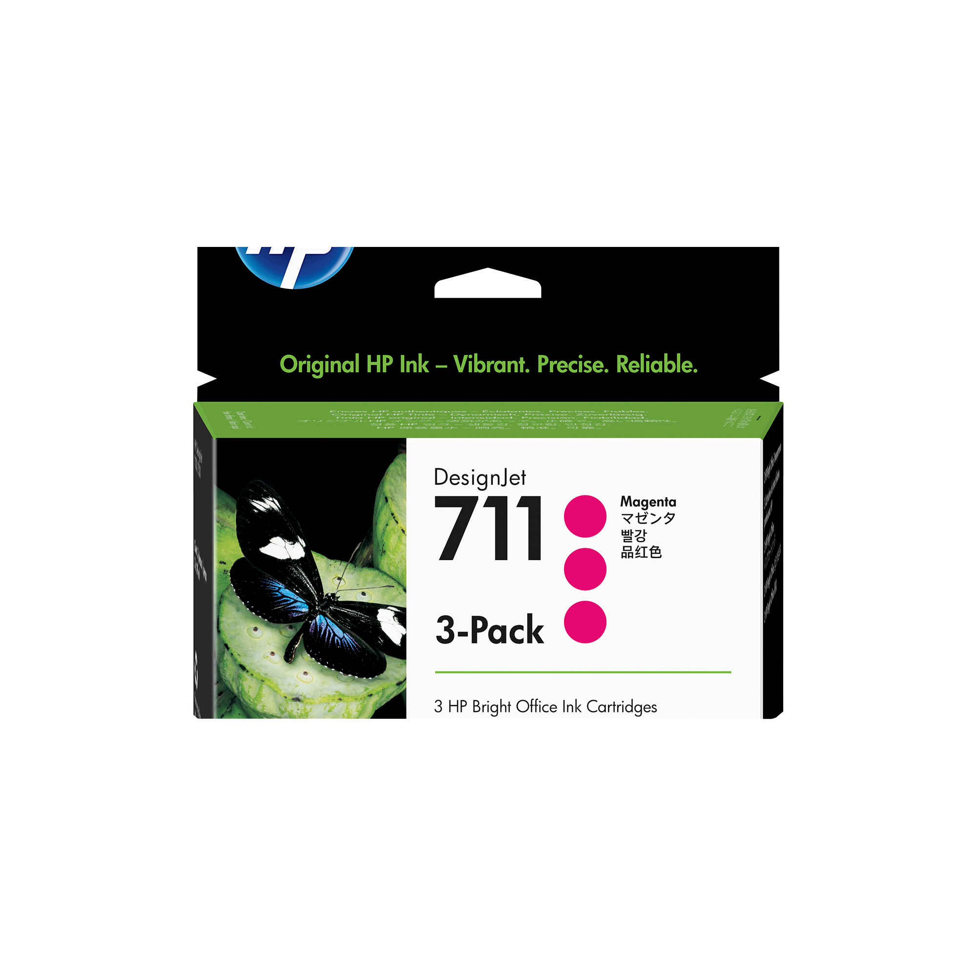 HP 711 Magenta DJ Ink Cart, 29 ml, 3-pack, CZ135A
